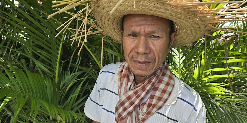 A cricket farmer in Prek Hour Lech village, Cambodia.