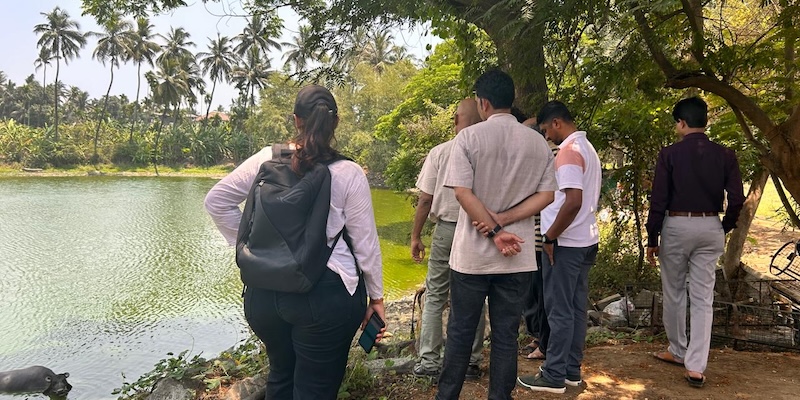 Satpala community members visit a lake.