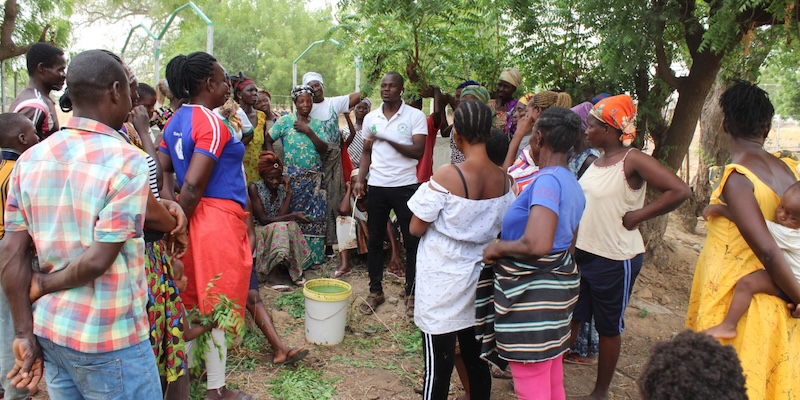 Community members attend a training for organic vegetable production in Ghana