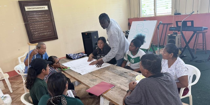 Farmer Field School participants develop their 10-year strategic farm plans under the guidance of the FFS Specialist and Project Coordinator. 