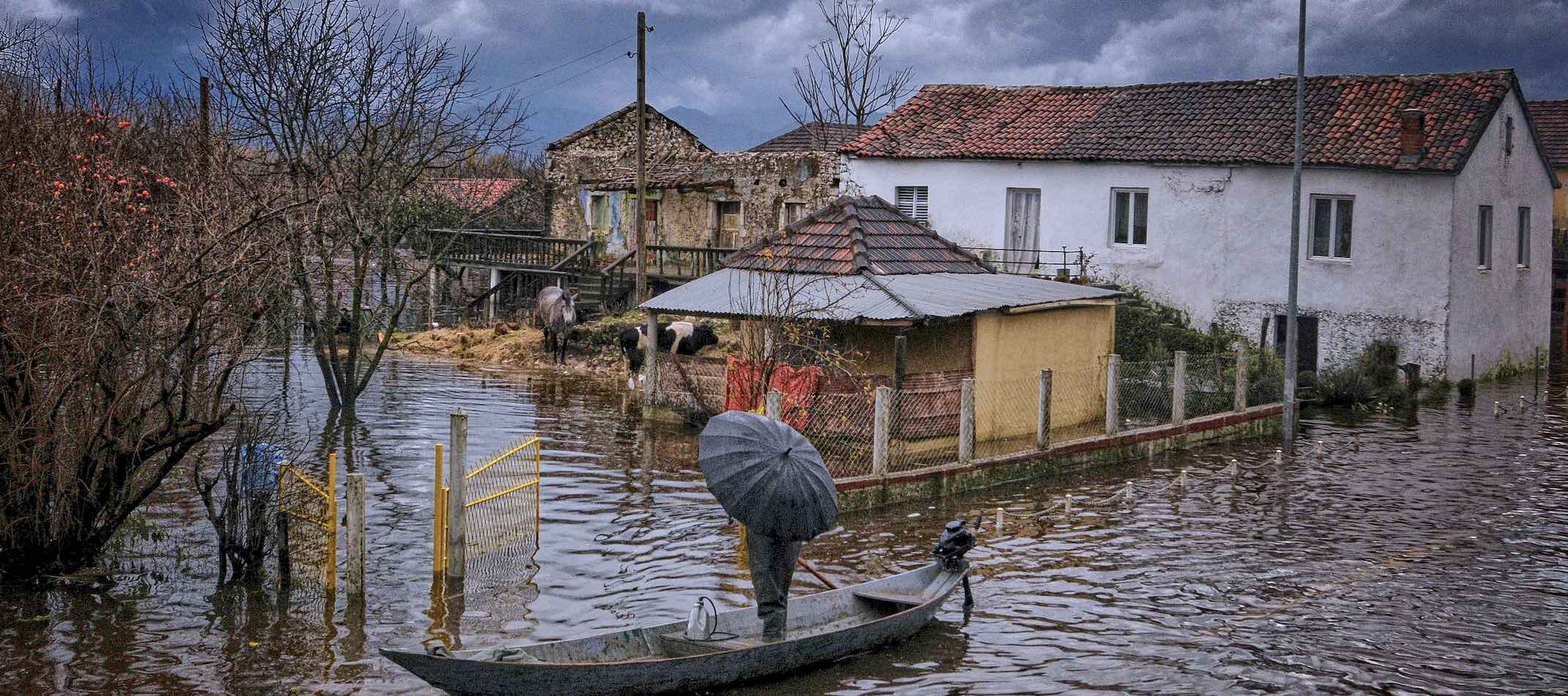 A flooding town in Montenegro showing the climate impacts at the local level 