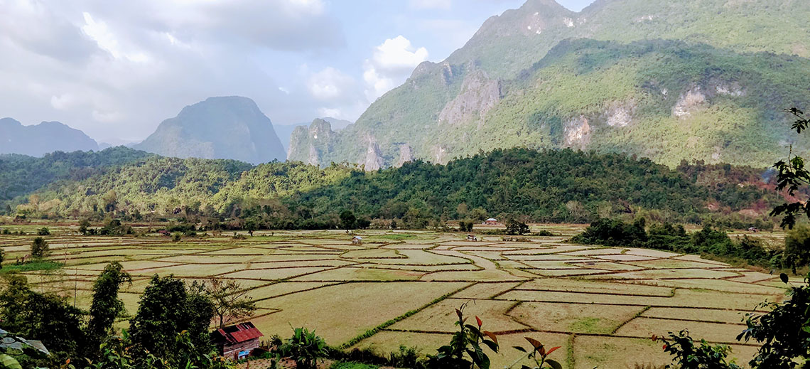 Aerial view of a rural landscape in Lao PDR