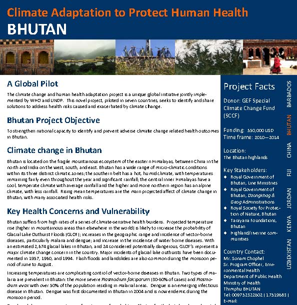 Climate change and Human Health Adaptation Project: Bhutan Profile