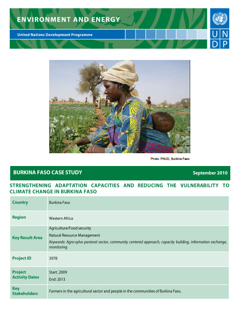 UNDP-ALM Case Study: Burkina Faso (September 2010) | UNDP Climate