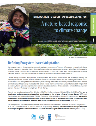 Learning Brief 1 - Introduction to Ecosystem-based Adaptation: A nature-based  response to climate change